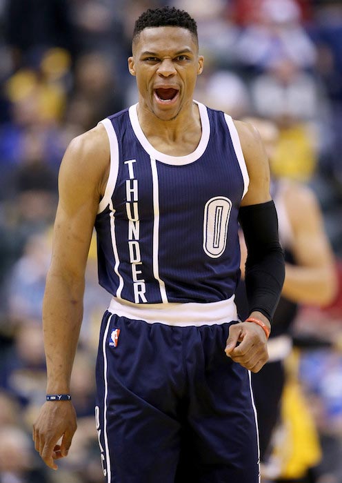 Russell Westbrook during a game against Indiana Pacers on March 19, 2016 in Indianapolis, Indiana