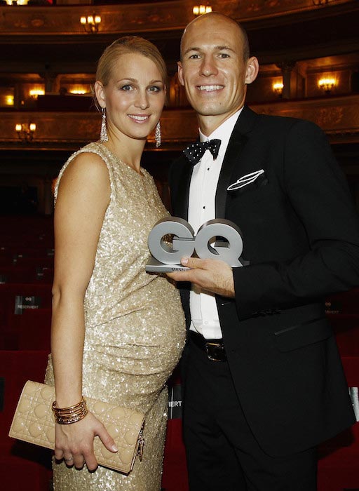 Arjen Robben with his beloved wife Bernadien at 2011 GQ Man Of The Year Award