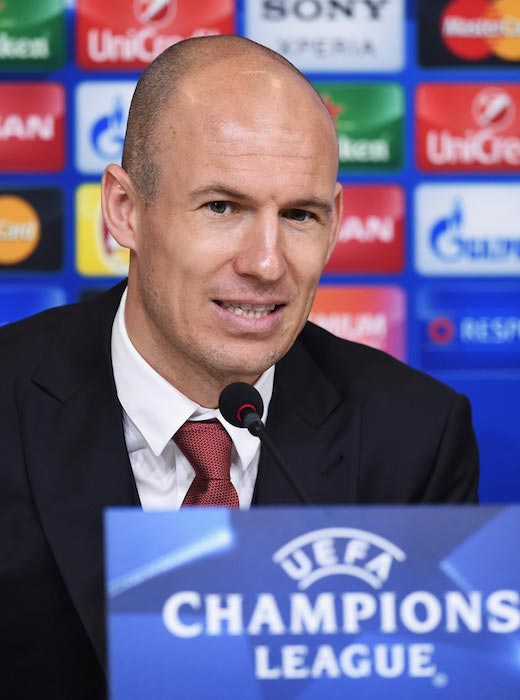 Arjen Robben during a press conference on February 22, 2016 in Turin, Italy