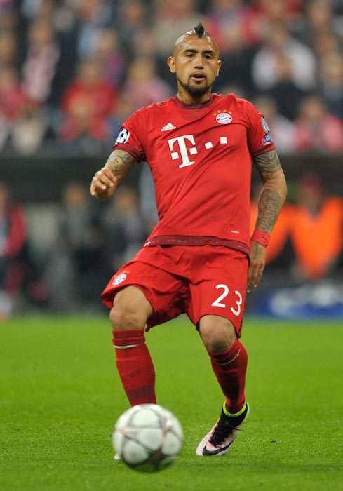 Arturo Vidal in action during the game between FC Bayern Munich and SL Benfica at Allianz Arena on April 5, 2016 in Munich, Germany