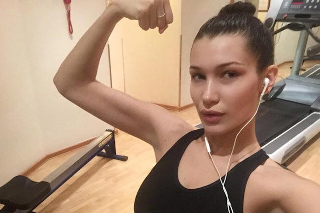 Bella Hadid showing her biceps