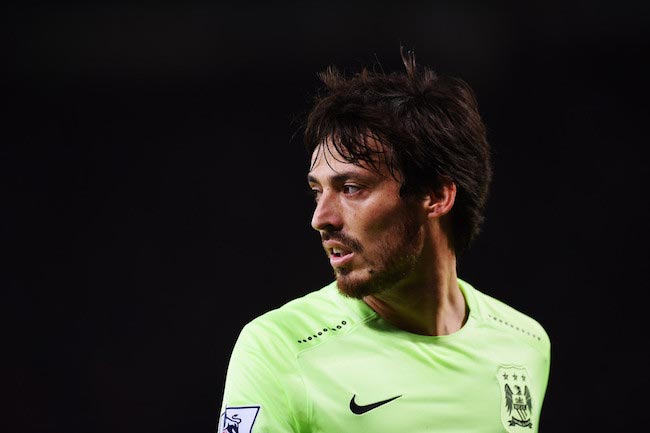 David Silva during a match between Manchester City and Leicester City on December 29, 2015 in Leicester, England