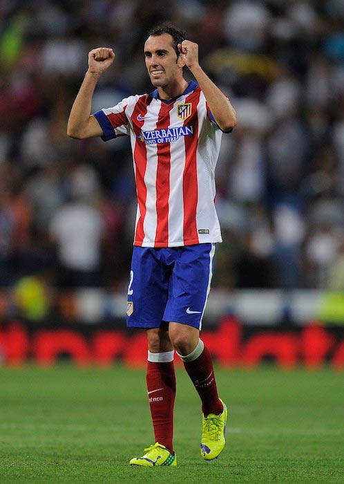 Diego Godin celebrates his team’s victory against Real Madrid on September 13, 2014