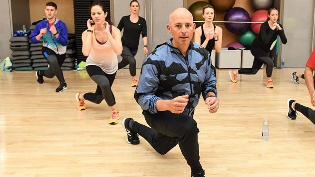 Harley Pasternak leads a workout in Toronto to help launch the new Fitbit Blaze