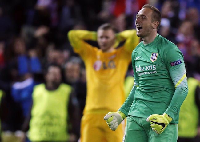 Jan Oblak celebrates victory for his team