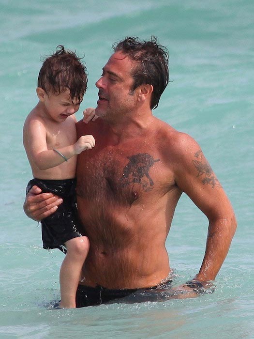 The actor taking his time off with his son Augustus in 2012