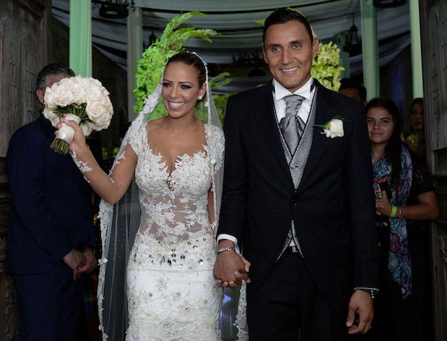 Keylor Navas and Andrea Salas on their wedding day on June 21, 2015