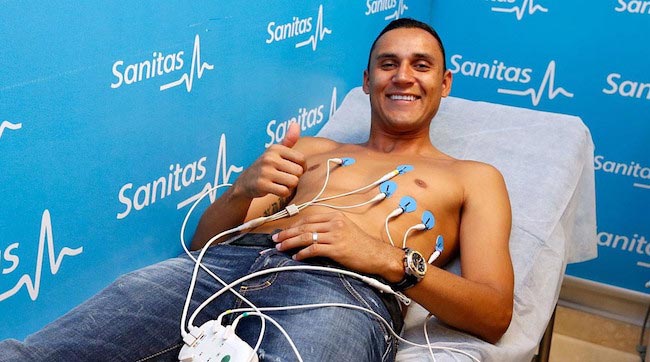 Keylor Navas going through the medical tests before signing for Real Madrid CF