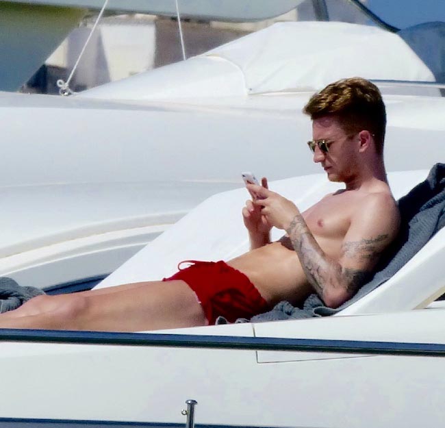 Marco Reus resting on his yacht while on a vacation
