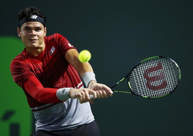 Milos Raonic in action during Miami Open 2016 semi-finals