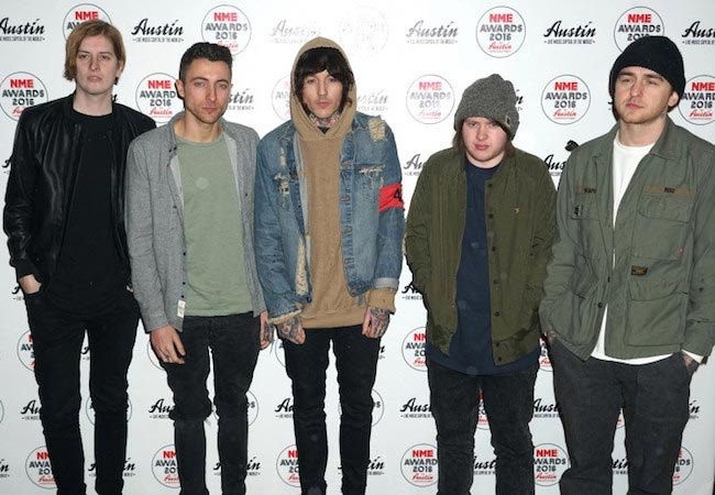 Oliver Sykes with his "Bring Me The Horizon" bandmates