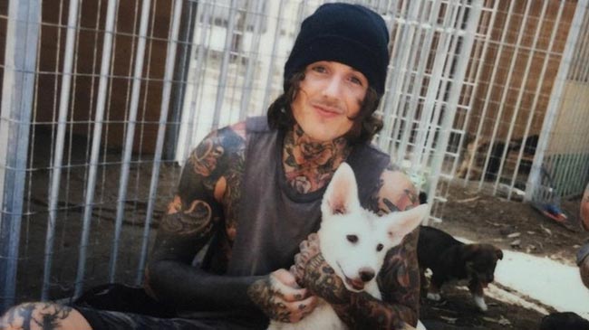 Oliver Sykes with his dog Dylan