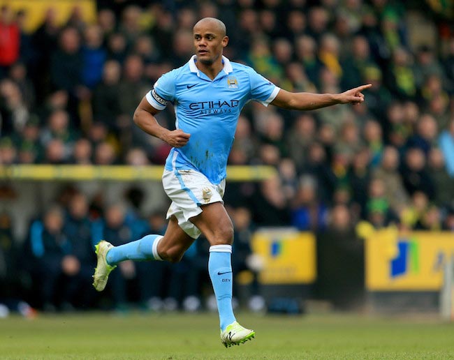 Vincent Kompany during a match against Norwich City on March 12, 2016 in Norwich, England