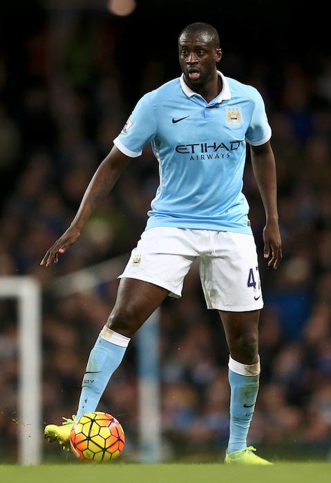 Yaya Toure with the ball during a match between Manchester City and Tottenham Hotspur on February 14, 2016