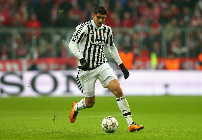 Alvaro Morata in action during UEFA Champions League match between FC Bayern Munich and Juventus on March 16, 2016