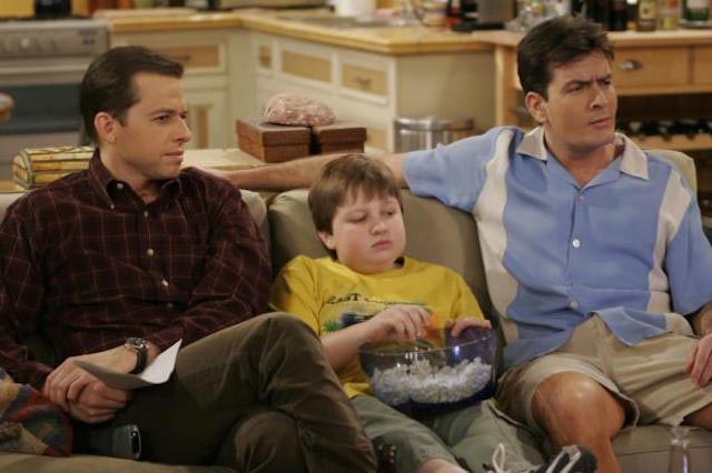 Angus T. Jones (Center) in a still from "Two and a Half Men"