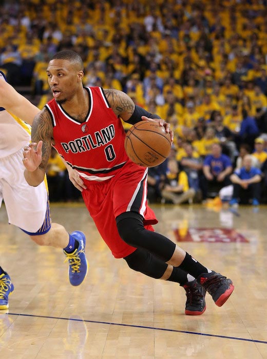 Damian Lillard in action during a Western Conference semi-finals match between Golden State Warriors and Portland Trail Blazers on May 11, 2016