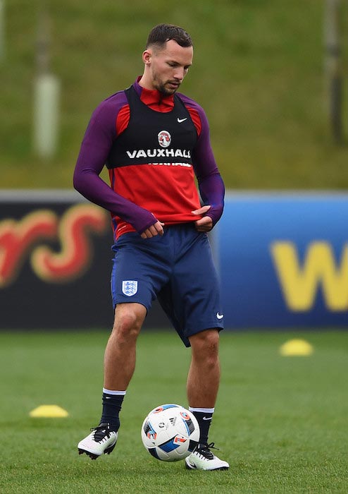 Danny Drinkwater training with the national team of England on March 22, 2016 in Burton-upon-Trent, England