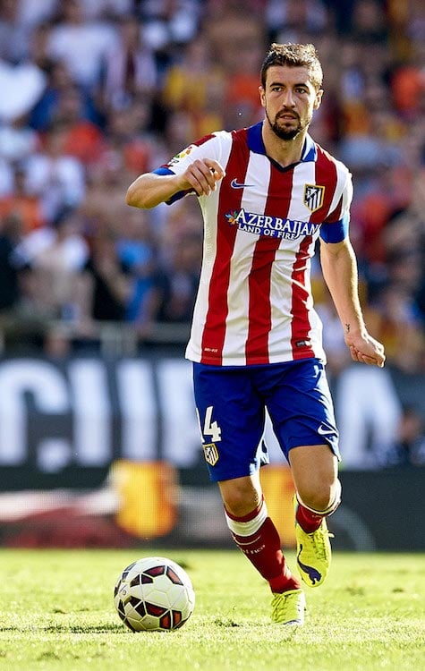 Gabi in action with the ball during a La Liga match between Valencia CF and Atletico Madrid on October 4, 2014