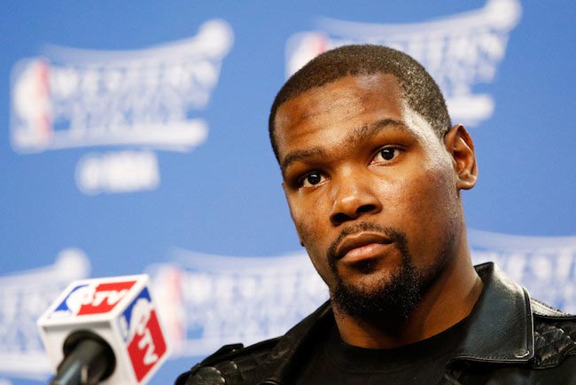 Kevin Durant during a media press after the game three of the Western Conference Finals of the 2016 NBA Playoffs on May 22, 2016