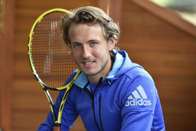 Lucas Pouille during a photo-session for the sportswear brand Adidas