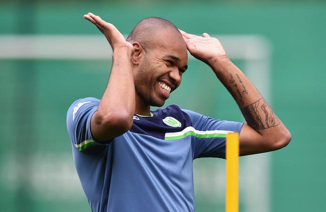 Naldo during a team practice on April 5, 2016 in Wolfsburg, Germany