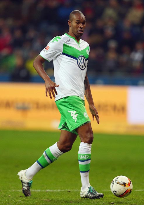 Naldo with the ball during a Bundesliga match between VfL Wolfsburg and Eintracht Frankfurt on January 24, 2016