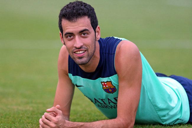 Sergio Busquets during team practice in 2015