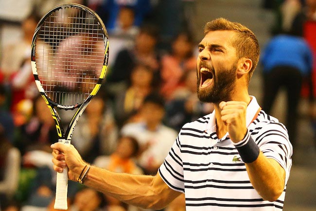 Benoit Paire shows excitement after a win against Kei Nishikori at Rakuten Open 2015 on October 10, 2015 in Tokyo, Japan