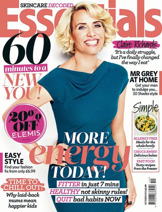 Claire Richards on the cover of Essentials magazine