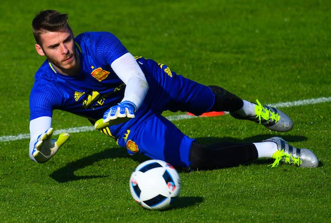 David De Gea during a practice session on May 28, 2016 in Schruns, Austria