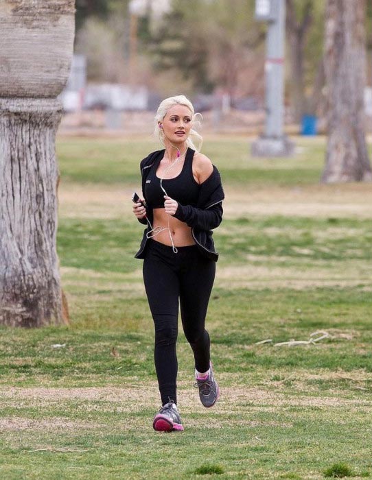 Holly Madison running outdoors