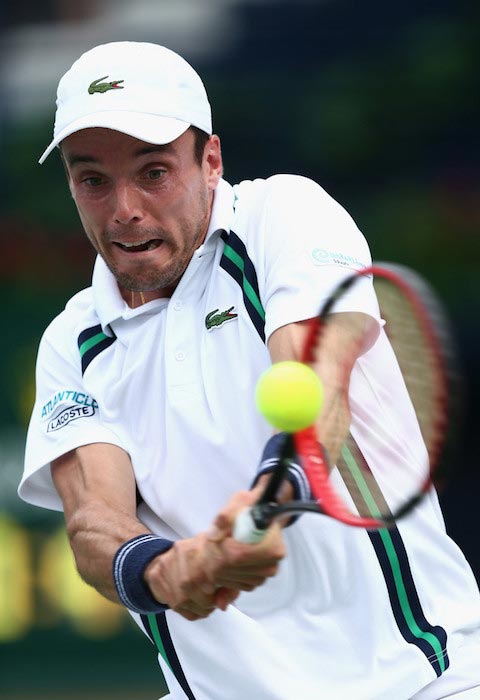 Roberto Bautista Agut during a match against Chung Hyeon of Korea at ATP Dubai Duty Free Tennis Championship on February 24, 2016