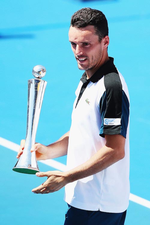 Roberto Bautista Agut with the trophy of 2016 ASB Classic on January 16, 2016 in Auckland, New Zealand