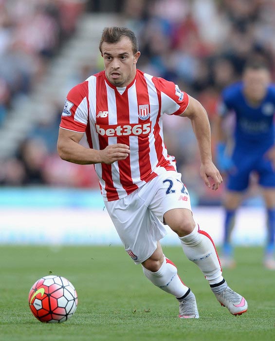 Xherdan Shaqiri in a Premier League match between Stoke City and Leicester City on September 19, 2015