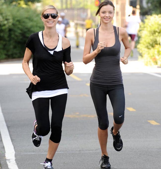 Andrea Orbeck outdoor running with client Miranda Kerr