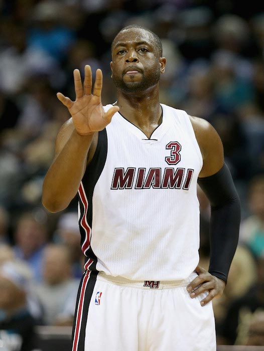 Dwyane Wade during a match of the 2016 NBA Playoff Eastern Conference Quarterfinals between Miami Heat and Charlotte Hornets