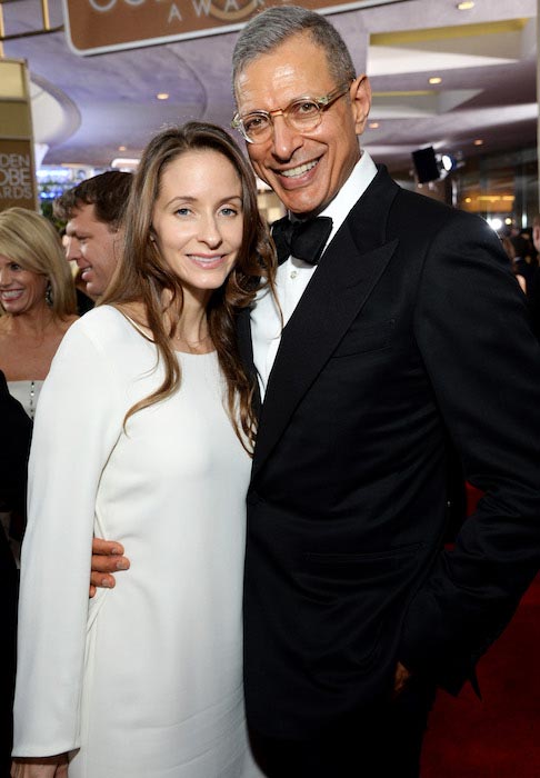 Jeff Goldblum with Emilie Livingston at The 72nd Golden Globe Awards in 2015