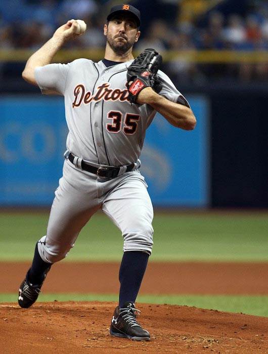 Justin Verlander pitches during a game against Tampa Bay Rays on July 2, 2016 in St. Petersburg