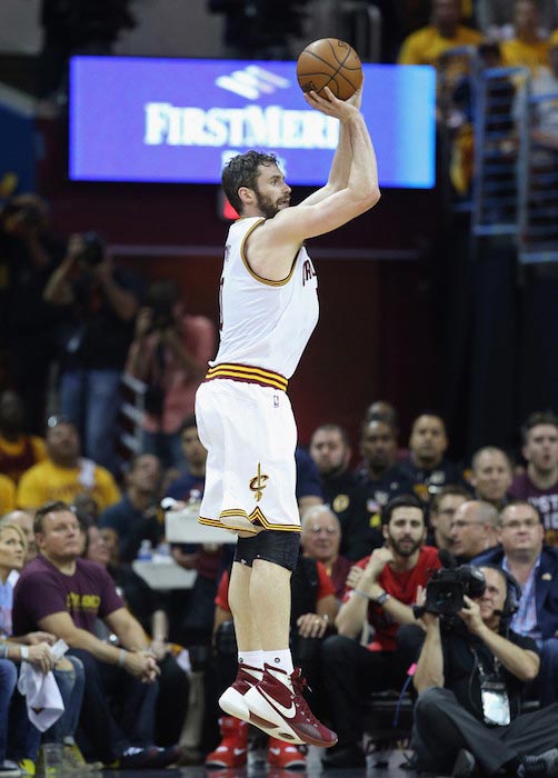 Kevin Love in action during a game against Toronto Raptors in the 2016 NBA Playoffs on May 19, 2016