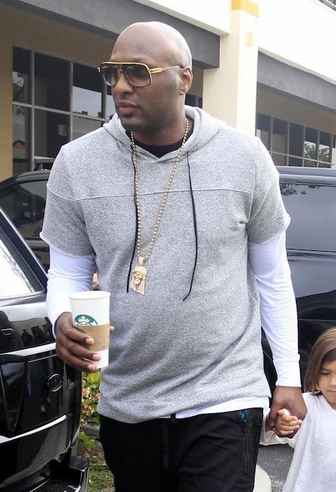 Lamar Odom and his family attend church in Agoura Hills on March 27, 2016