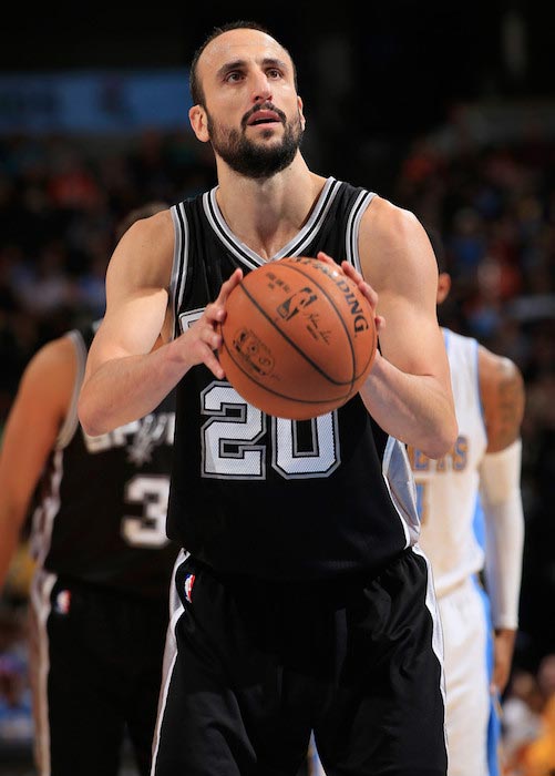 Manu Ginobili in 2014 during a match between San Antonio Spurs and Denver Nuggets