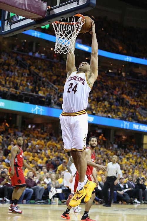 Richard Jefferson dunking the ball against Toronto Raptors during 2016 NBA Playoffs on May 19, 2016