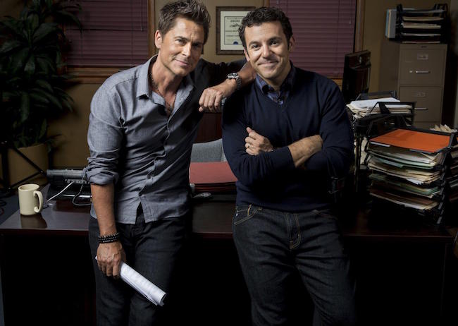 Rob Lowe on the set of "The Grinder"