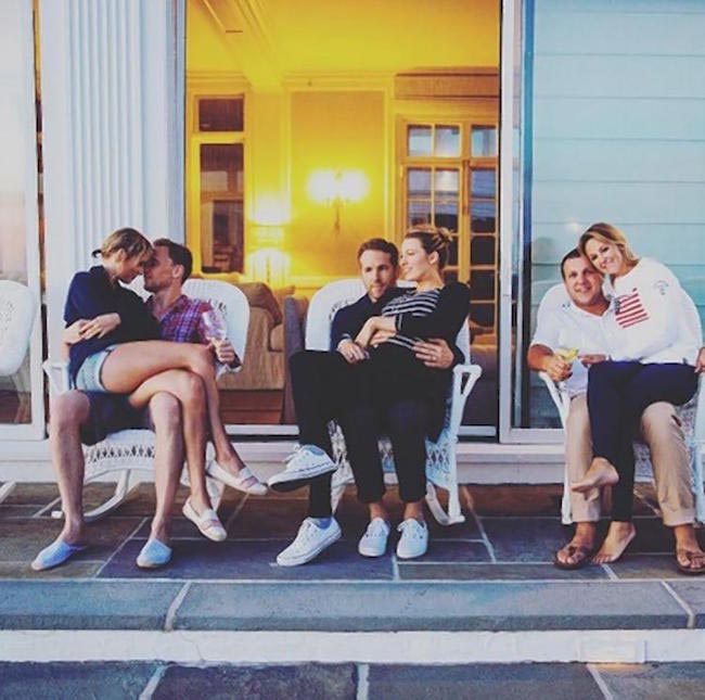 Taylor Swift, Tom Hiddleston, Blake Lively, Ryan Reynolds, and Britany and Ben LaManna at 4th of July party of Taylor Swift