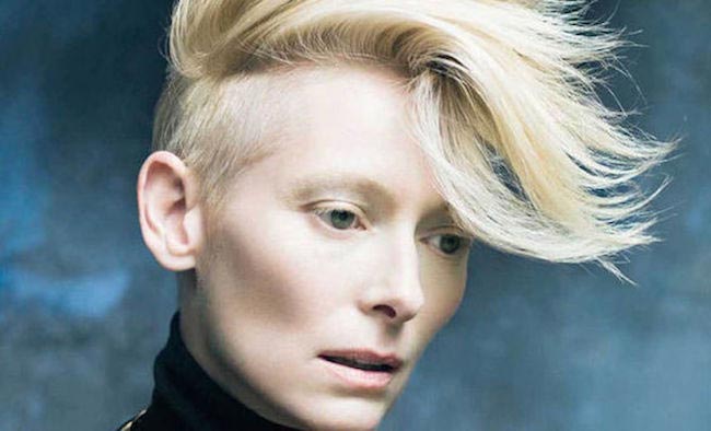 Tilda Swinton in one of her modeling photo shoots in 2015