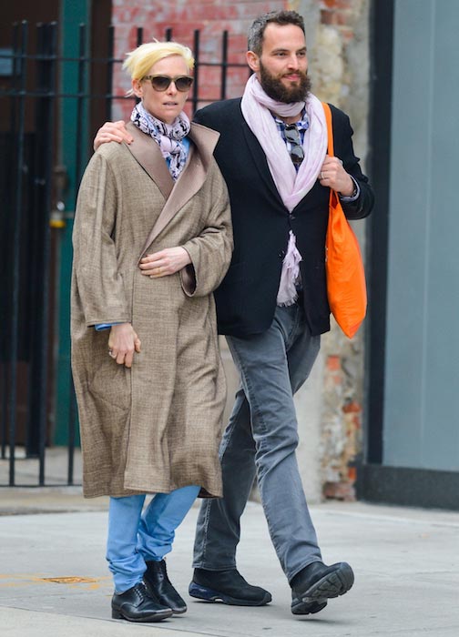 Tilda Swinton with Sandro Kopp in New York City in April 2013