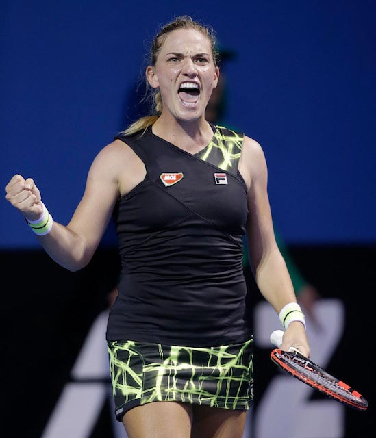 Timea Babos excitement after a win against Heather Watson at 2016 Australian Open on January 18, 2016