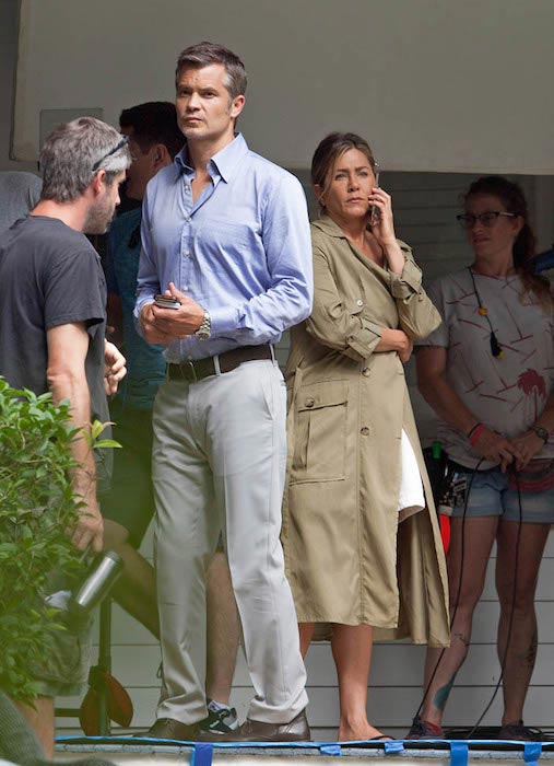 Timothy Olyphant with Jennifer Aniston on the set of Mother's Day