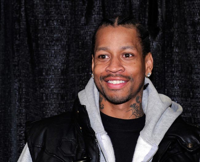 Allen Iverson during a news conference at the Thomas & Mack Center in Las Vegas, Nevada